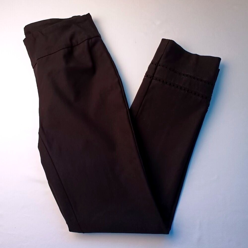 Soft Surroundings Womens Mid Rise Cropped Leggings Black Eyelet Size XS Stretch